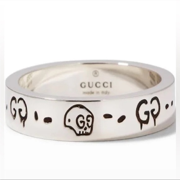 GUCCI Ghost Silver 6mm Ring - Picture 1 of 11